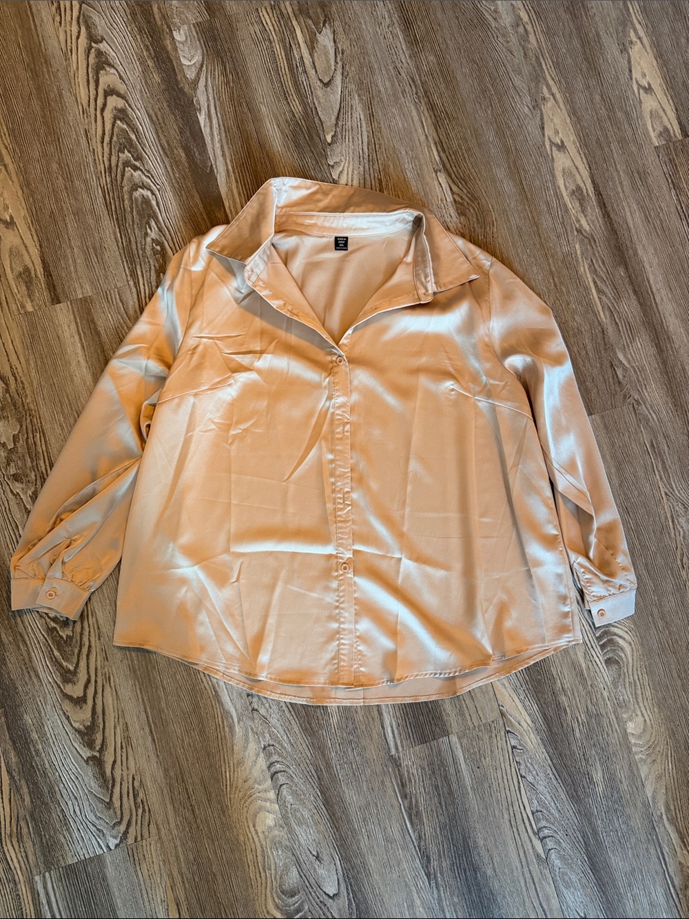 SHEIN Satin Button-Down Shirt in Champagne